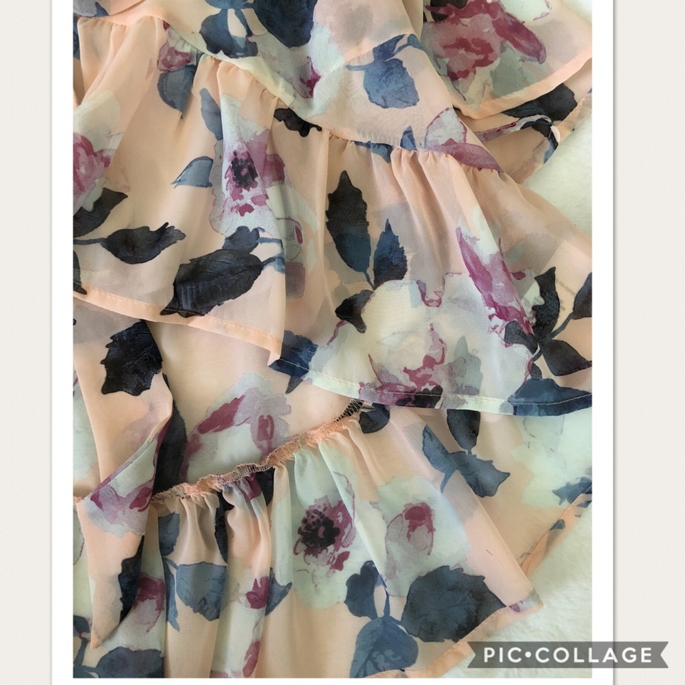 Blush Pink Floral Knot Ruffle Top - Picture 3 of 5